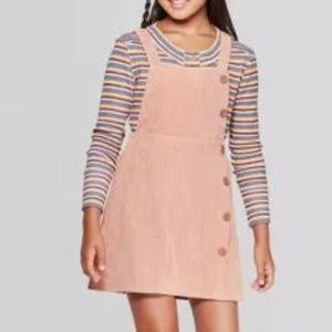 Girls' Pink Corduroy Jumper Dress